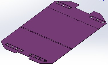 Design drawing of a large, flat cover plate with slotted holes along the edges.